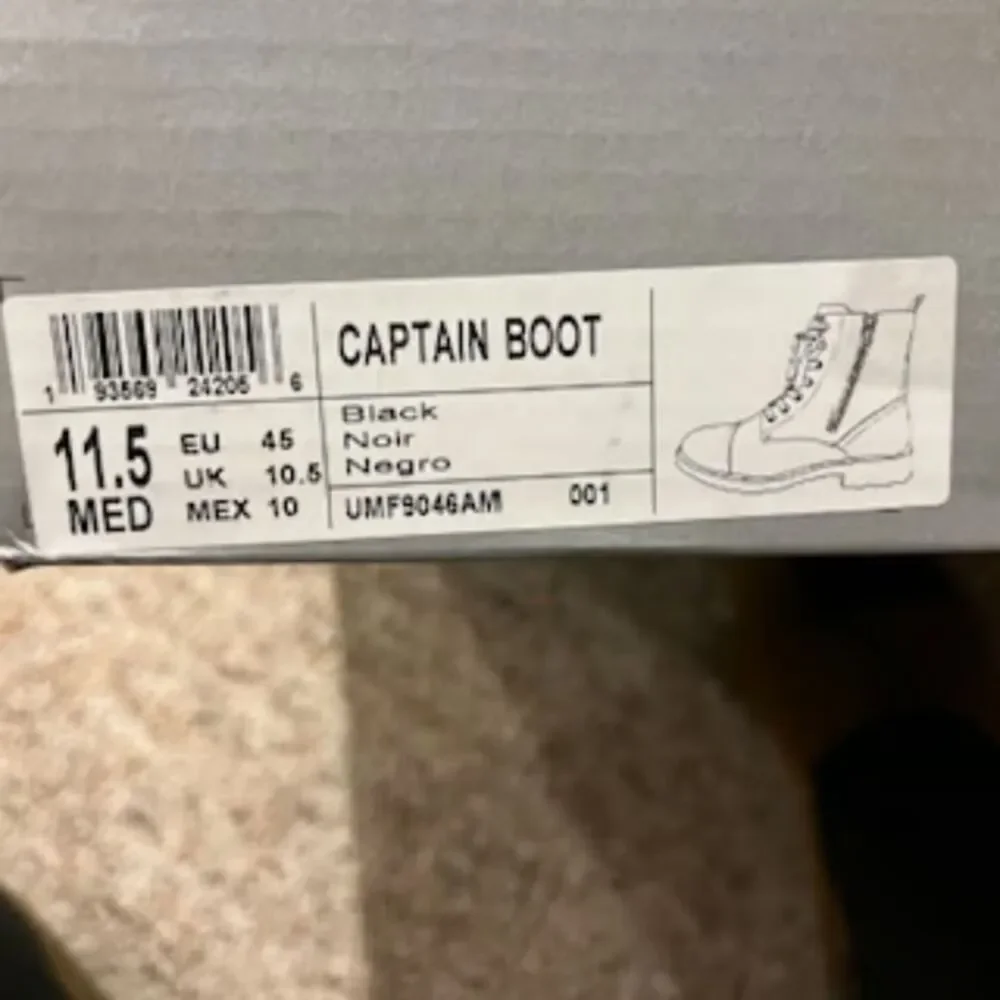 Size: 11.5 Captain Leather Boots Chrome Leather Black Thursday {Unlisted} In Box